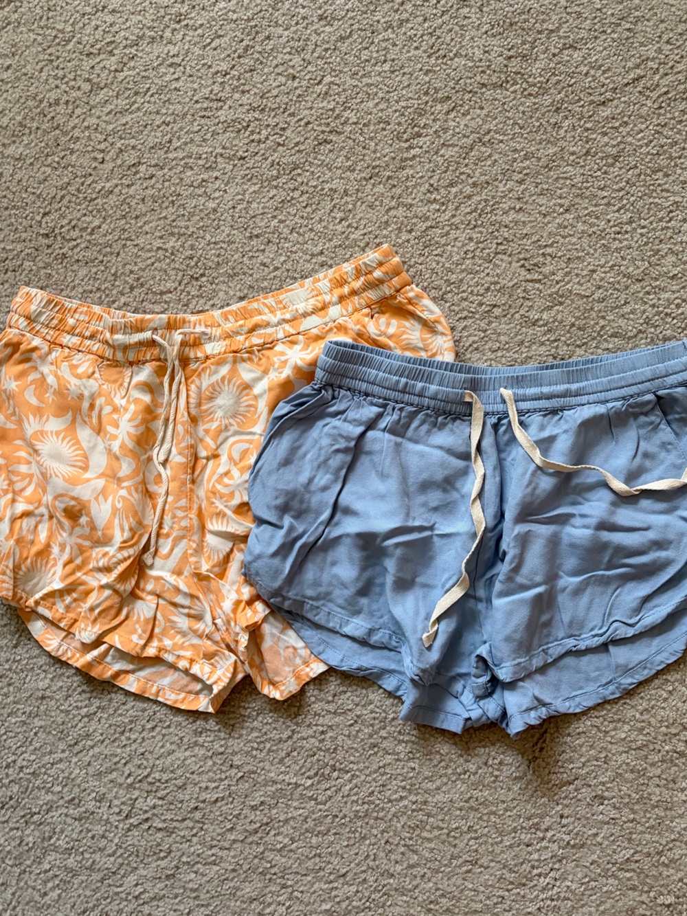 Billabong Orange Floral & Light Blue Lounge Shorts Pair